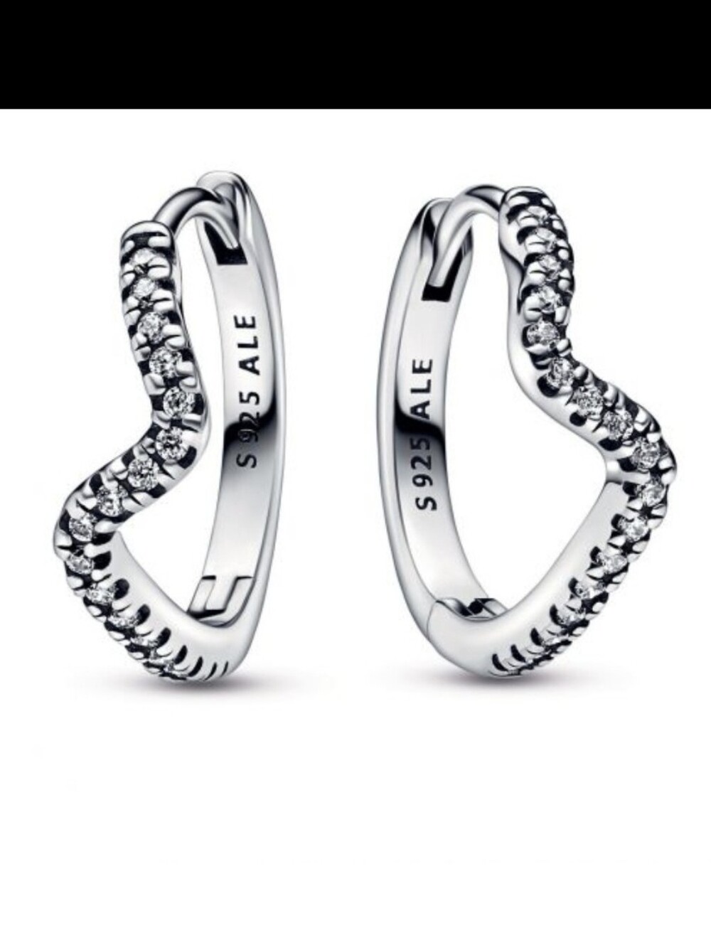 Pandora Sparkling Wave Hoop Sterling Earrings